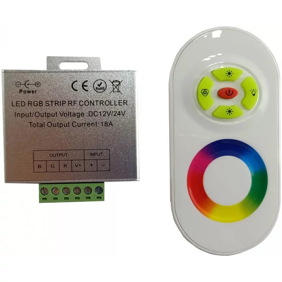 Avide színes Led szalag távirányító és vezérlő, érintős, 5 gombos, 12V, 216W