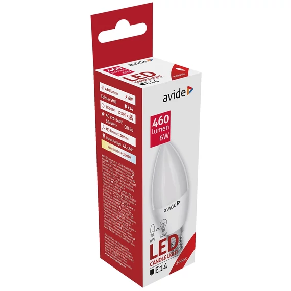 Avide LED Candle 6W E14 WW 3000K