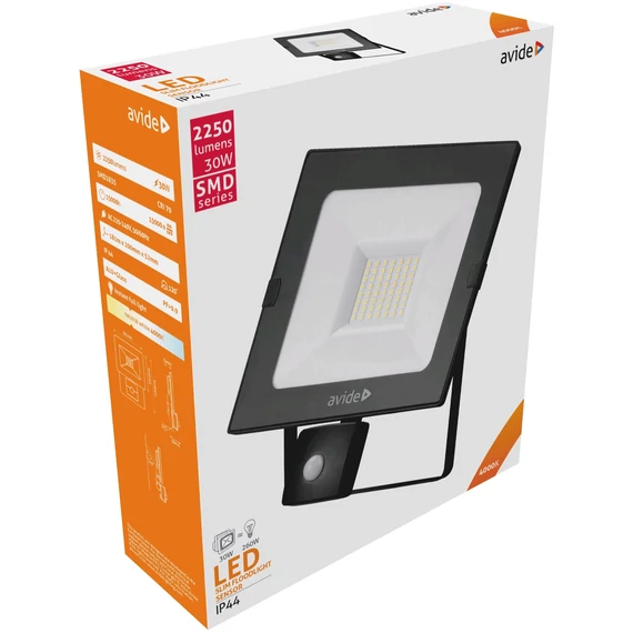 Avide LED Reflektor Slim SMD 30W NW 4000K Mozgásérzékelős PIR