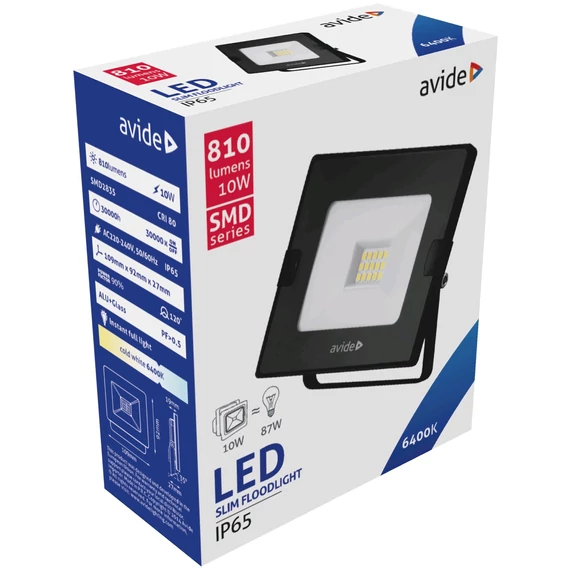 Avide LED Reflektor Slim SMD 10W CW 6400K