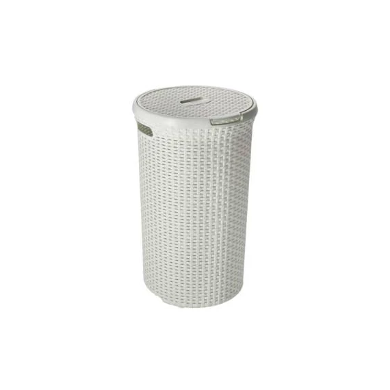 Curver Style rattan hatású kerek szennyestartó 48L, krém