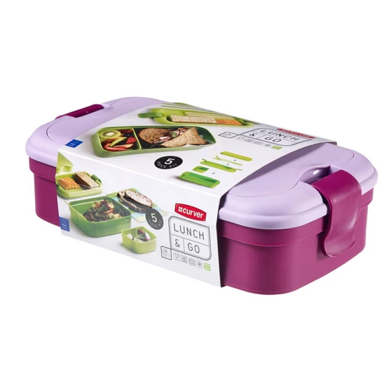 Curver Lunch&amp;go ételtartó evőeszközzel, lila