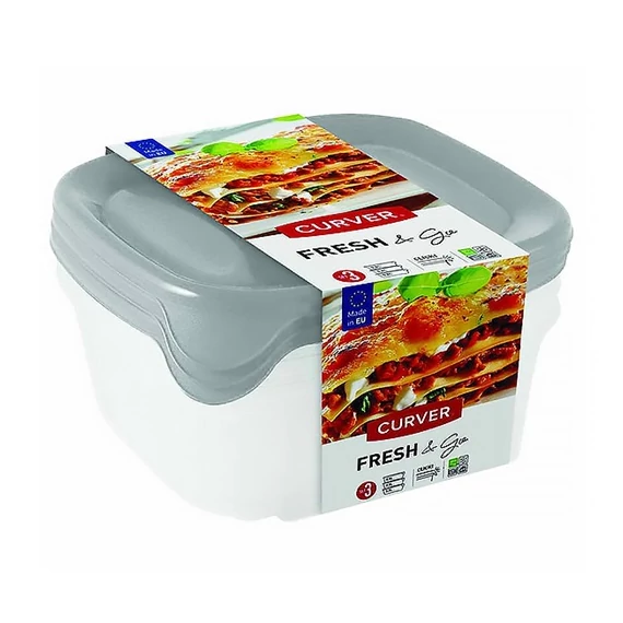 Curver Fresh&amp;Go ételtartó szett, átlátszó-szürke, 3 részes