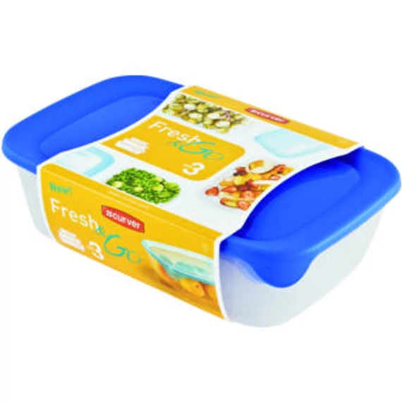 Curver Fresh&amp;Go ételtartó szett, átlátszó-kék, 2+1+0.5l