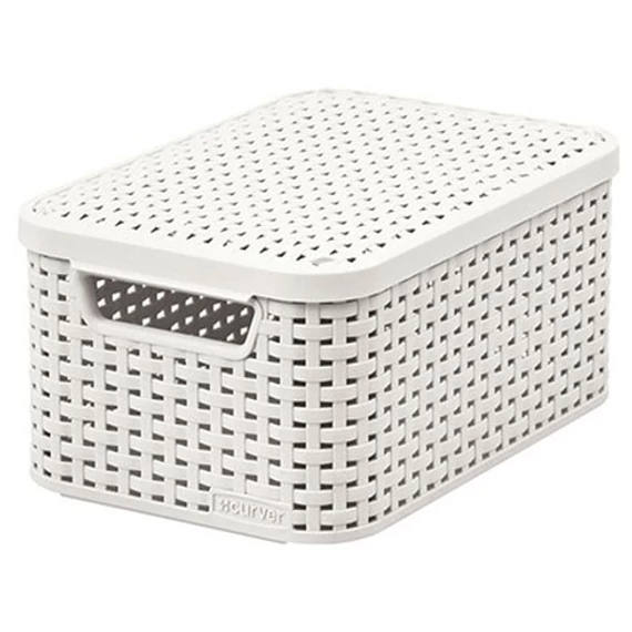 Curver Style rattan hatású kosár fedéllel, bézs, 7L