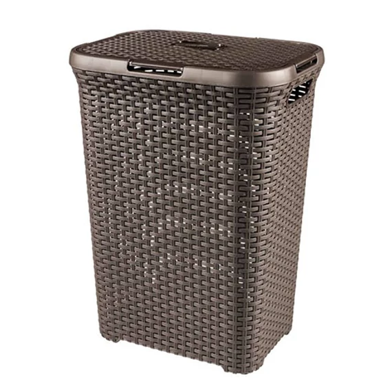 Curver Style rattan hatású szennyestartó 60L, sötétbarna