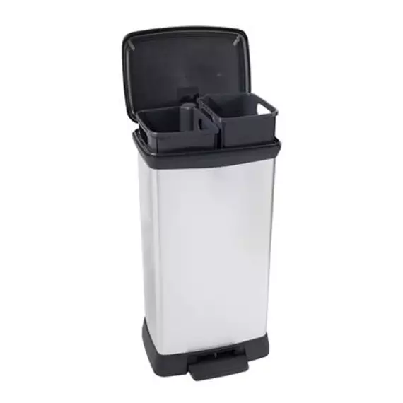 Curver Deco-bin pedálos szemétgyűjtő, ezüst, 2x23 l