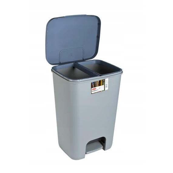 Curver Essentials Duo pedálos szelektív szemetes 40L, szürke