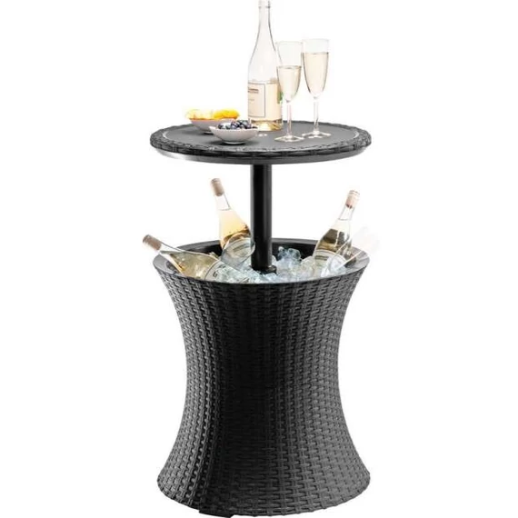 Keter Cool Bar műrattan kerti italtartó, 50x50x57-83cm, grafit
