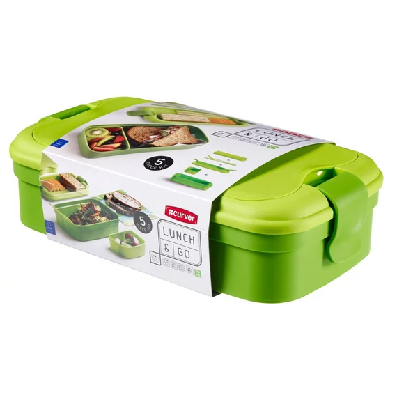 Curver Lunch&amp;go ételtartó evőeszközzel, zöld