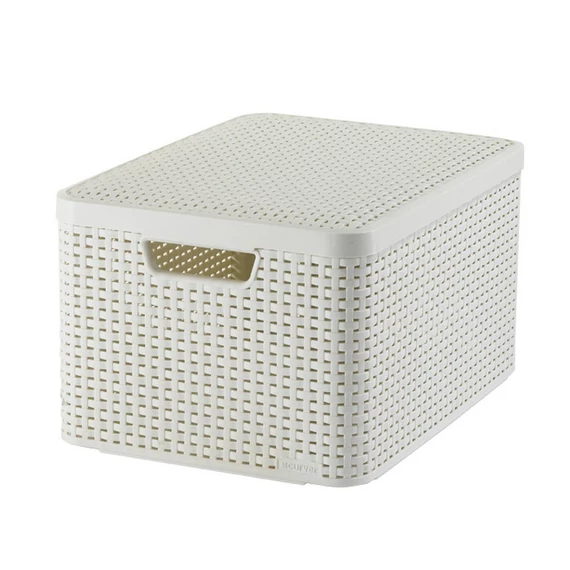 Curver Style rattan hatású kosár fedéllel, bézs, 30L