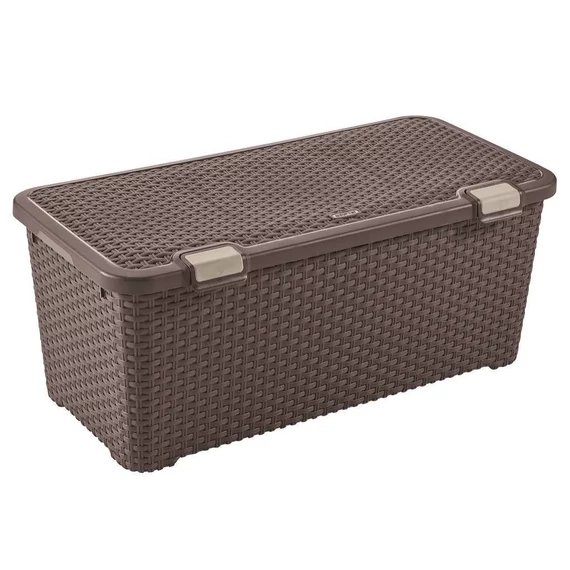 Curver Style rattan hatású tároló fedéllel, barna, 72L