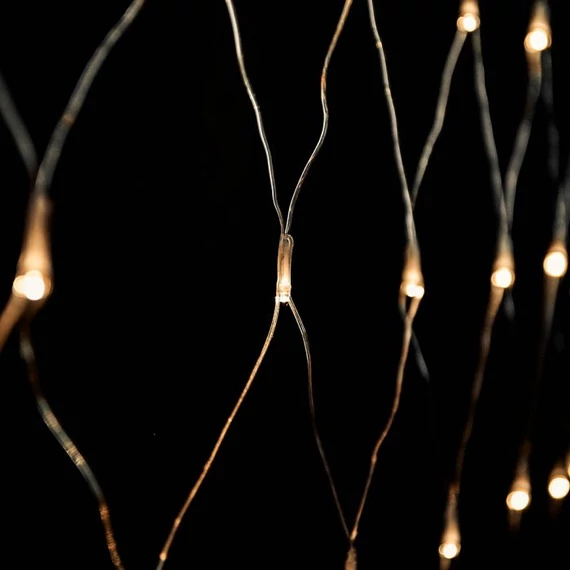Toldható fényháló, meleg fehér, átlátszó kábel, 96LED, 2x1m