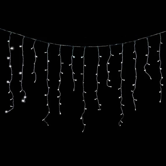 Toldható jégcsapfüzér, hideg fehér, átlátszó kábel, 138LED, 2x0.9m