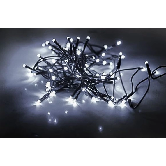 Kültéri fényfüzér, hideg fehér, zöld kábel, 120LED, 6m