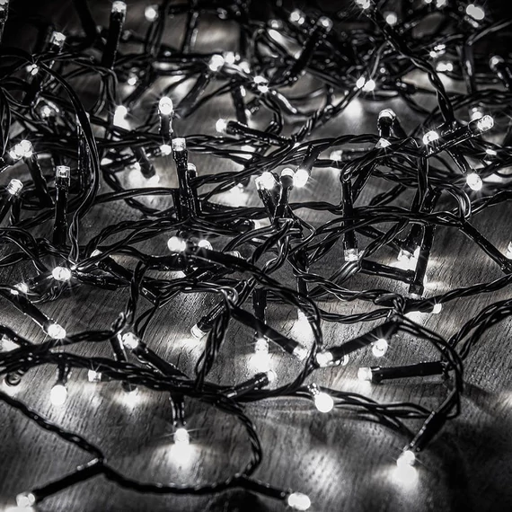 Kültéri fényfüzér, hideg fehér, zöld kábel, 360LED, 18m