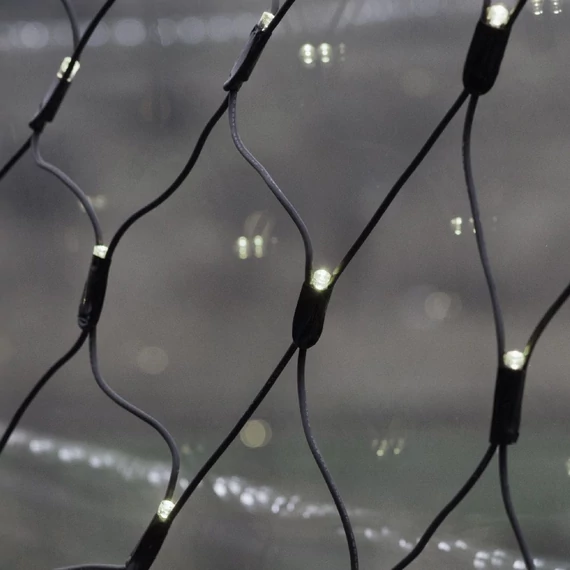 Kontakt fényháló, LED, hideg fehér, fekete kábel, 2x1m
