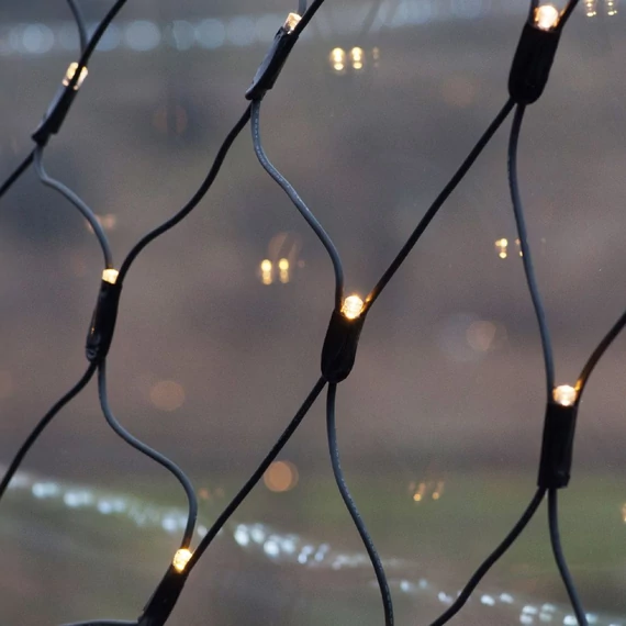 Kontakt fényháló, LED, meleg fehér, fekete kábel, 2x1m