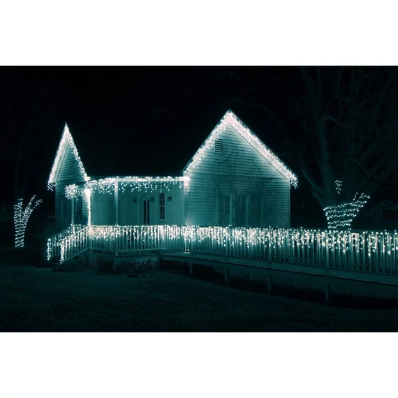 Kontakt jégcsapfüzér, hideg fehér, fekete kábel, 101LED, 3x0.4m
