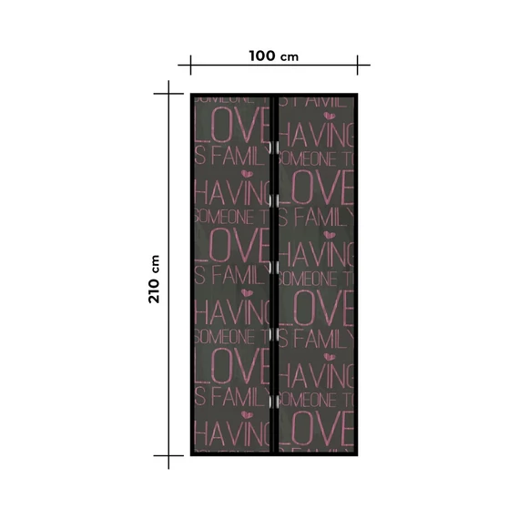 Delight szúnyogháló függöny ajtóra, mágneses, "Love", 100x210cm
