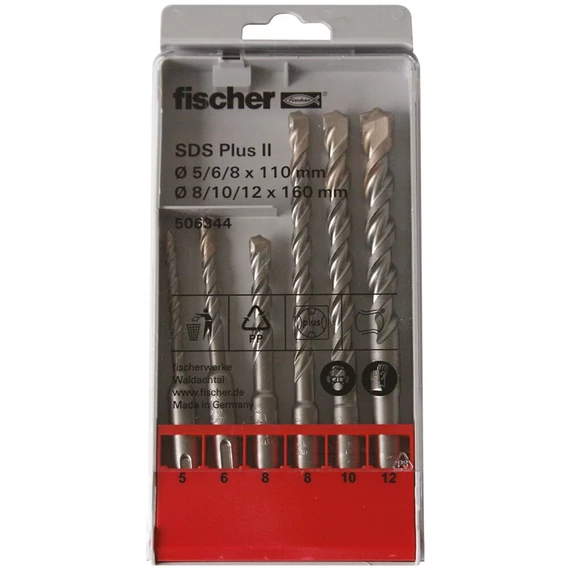 Fischer SDS-Plus II Pointer kalapácsfúró készlet, 6 részes