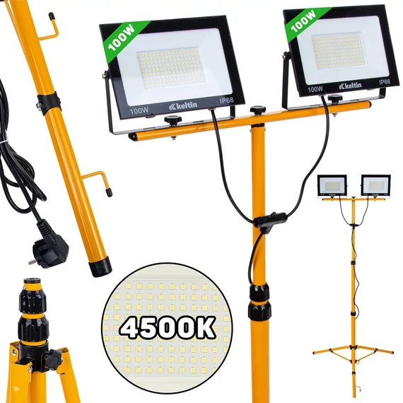 Keltin K02051 reflektor, dupla, állványos, 4500K, 100W, 1.6m