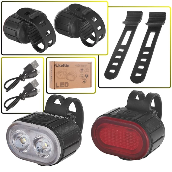 Keltin K02312 vízálló kerékpár lámpakészlet USB IPX4 első-hátsó