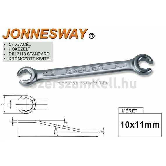 Jonnesway Profi fékcsőkulcs, 10x11mm