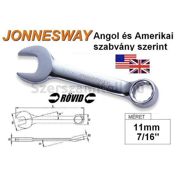Jonnesway Profi Rövid Csillag-Villáskulcs 11mm