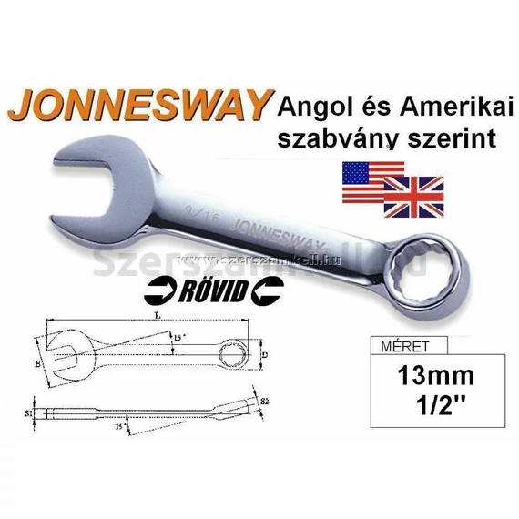 Jonnesway Profi Rövid Csillag-Villáskulcs 13mm