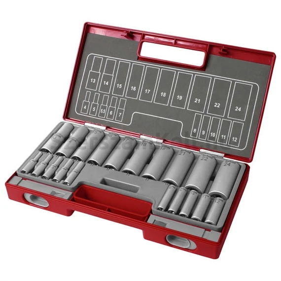 Fortum hosszított dugófej készlet 1/2", 1/4", 20db