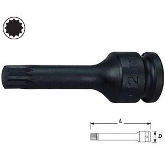 Genius Profi Gépi Sűrű Torx (Spline) Bitfej 1/2" M14