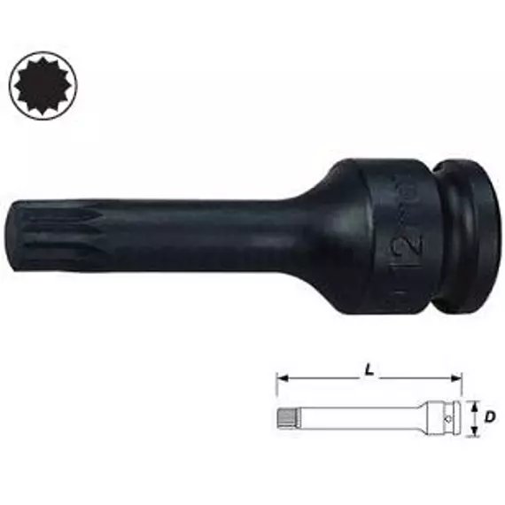 Genius Profi Gépi Sűrű Torx (Spline) Bitfej 1/2" M12