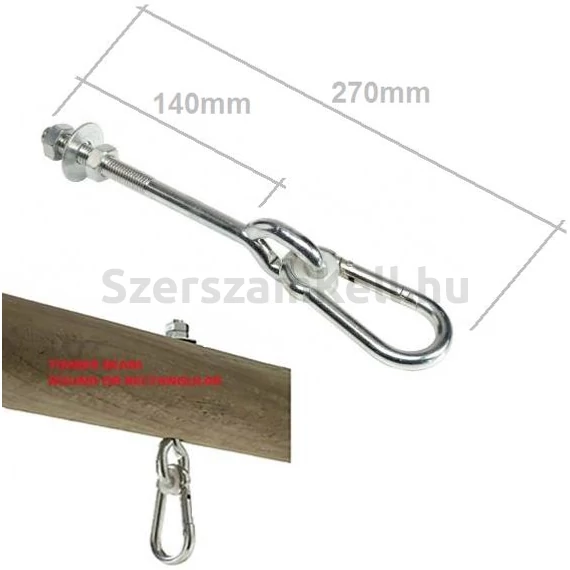 Koelner hintakampó, nagy teherbírású, karabiner, M12