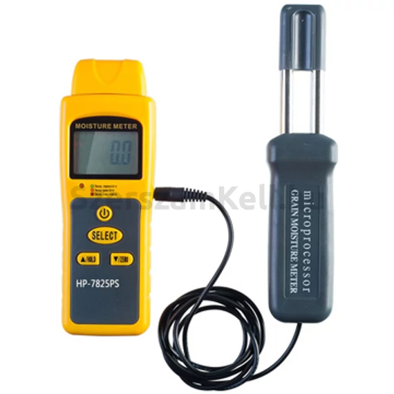 HOLDPEAK 7825PS Multifunkciós nedvességtartalom mérő, 50mm-es mérőtű és indukciós érzékelő, 0%-80%