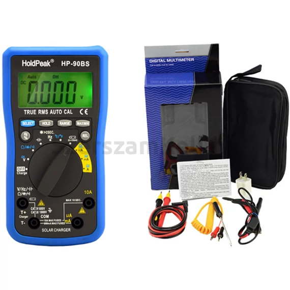 HoldPeak 90BS digitális multiméter (ellenállás, kapacitás, frekv.,TRMS, napelemes)