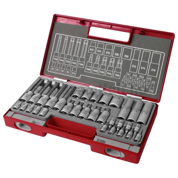 Fortum bitdugófej és dugókulcs klt. TORX, 32db, 61CrV5
