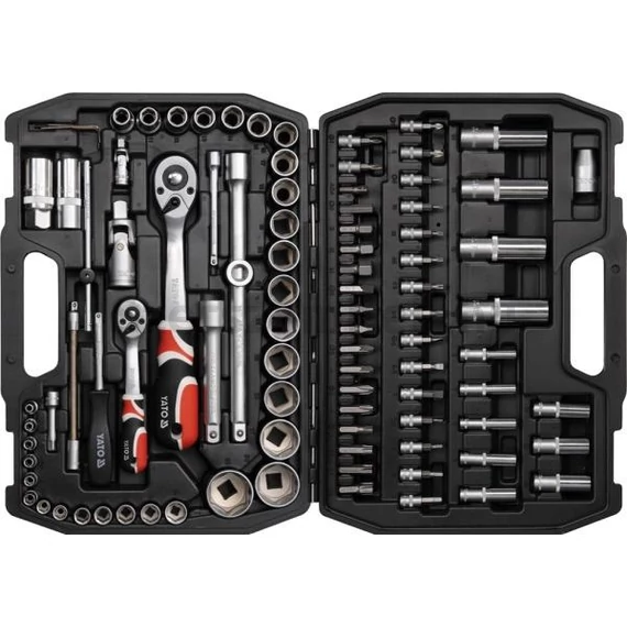 Yato YT-12681 Dugókulcs készlet racsnis hajtókarral 1/2", 1/4" 94 db-os