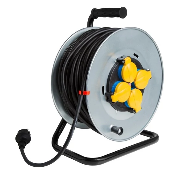 Z-Tools kábeldob hosszabbítóval, fém, 4db aljzat, 230V, 25m