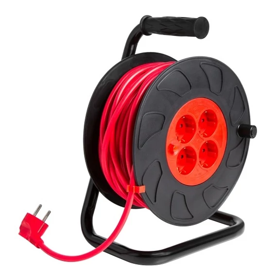 Z-Tools kábeldob hosszabbítóval, műanyag, 4db aljzat, 230V, 25m